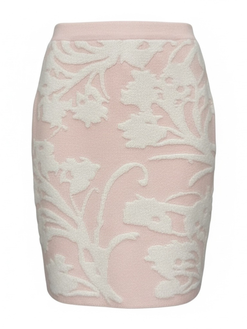 Pink Floral Pencil Skirt 100% Cashmere Magaschoni Soft Fuzzy Size Small